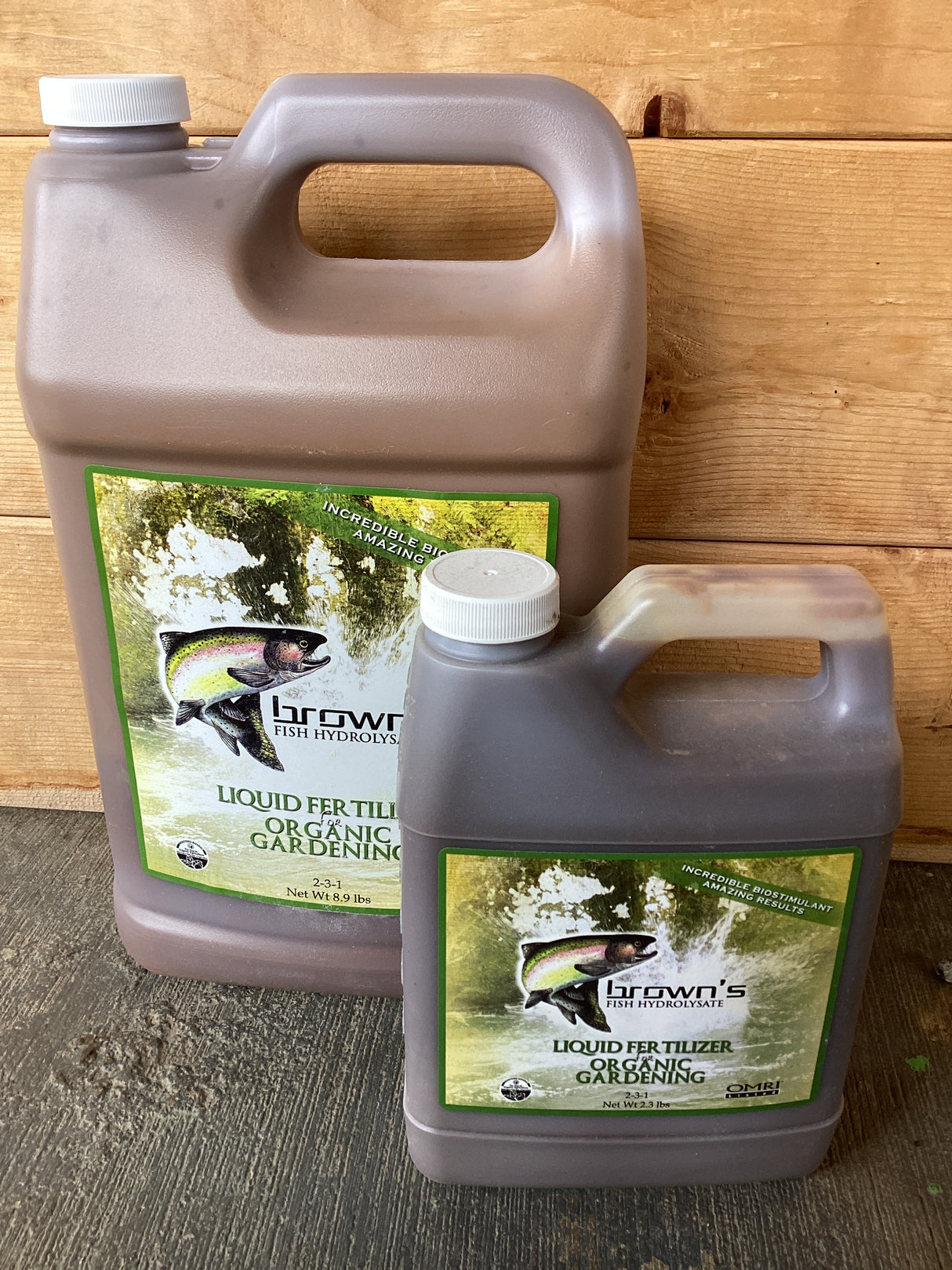 Brown's Fish Fertilizer 2-3-1 cold-processed hydrolysate for organic plant growth, foliar feeding, and compost tea