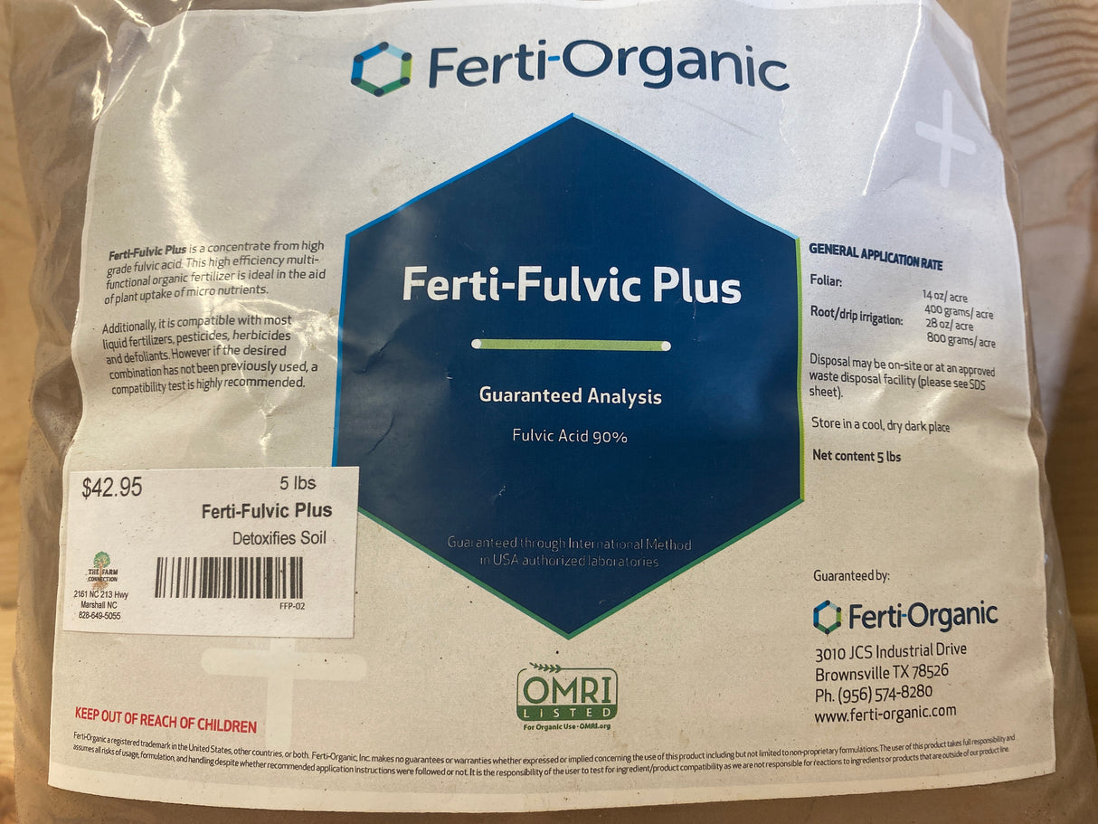 Ferti-Fulvic Plus liquid amendment for improved nutrient uptake, root growth, and soil health in vegetables and orchards