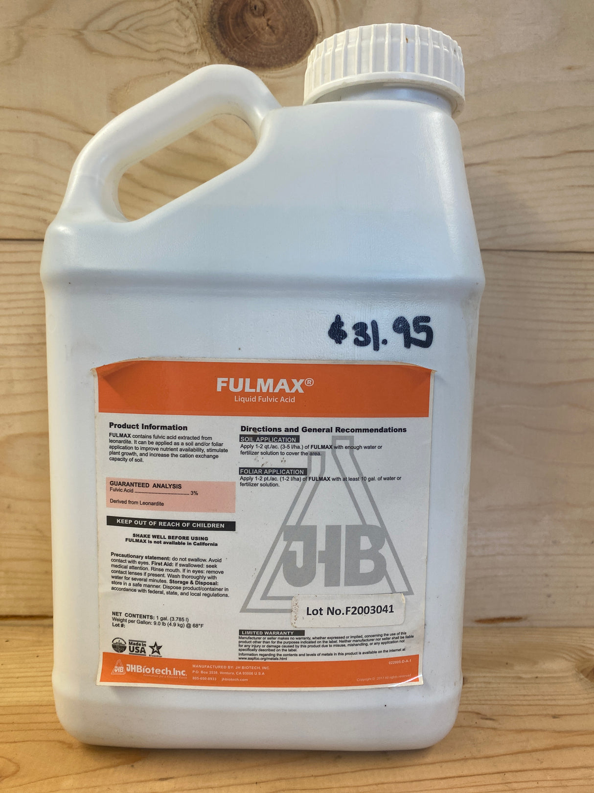 Fulmax fulvic acid concentrate for improving nutrient uptake, microbial activity, and soil health in organic growing systems