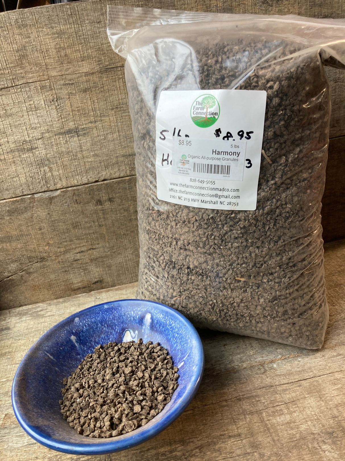 Harmony 5-4-3 organic granular fertilizer with 9% calcium for vegetables, fruit trees, and living soil systems