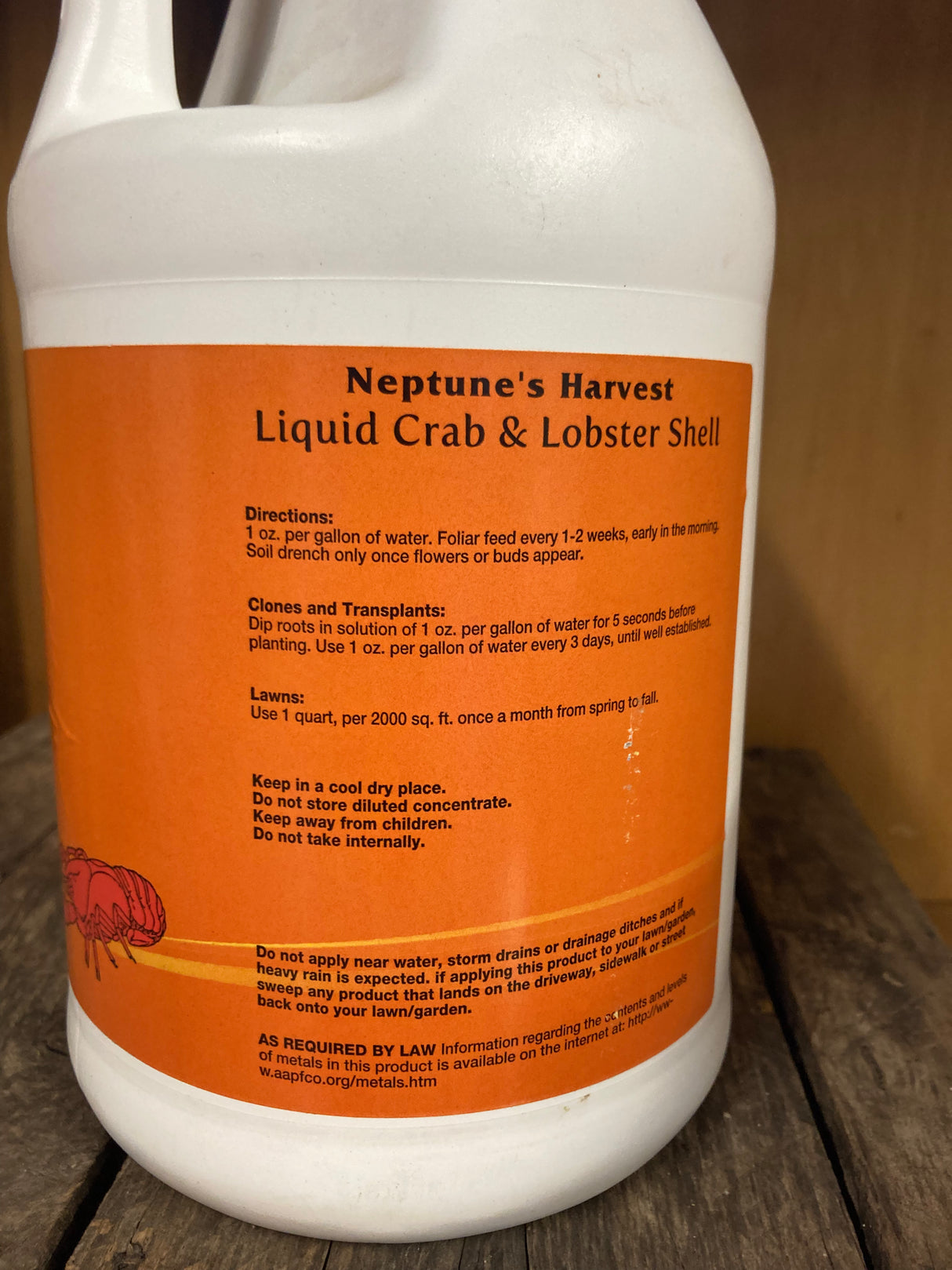 Neptune's Harvest Fish and Liquid Crab & Lobster Shell 2-0-2 organic fertilizer for plant growth, pest resistance, and soil health