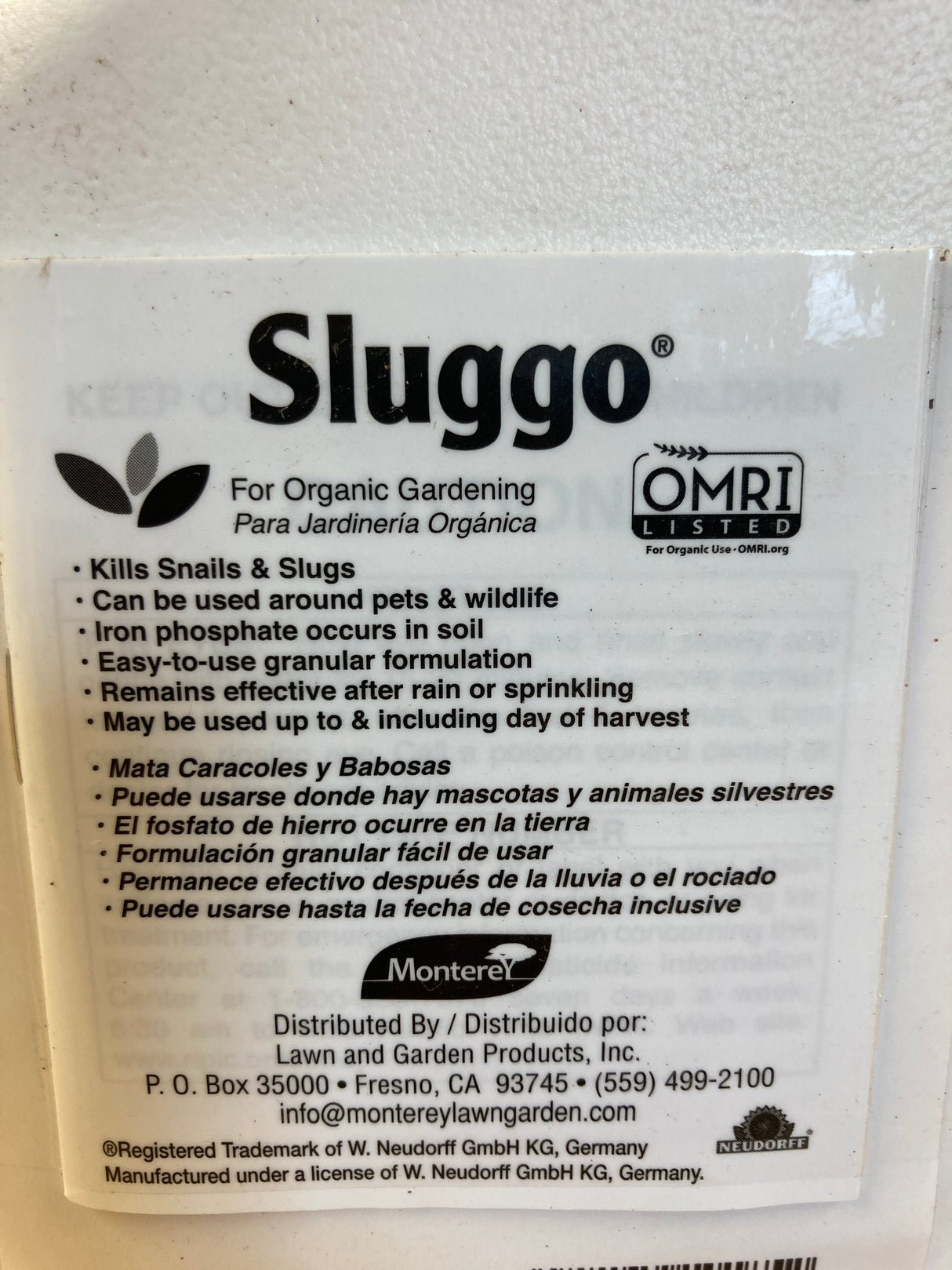 Sluggo organic bait for slugs and snails, safe for use around vegetables, pets, and pollinators