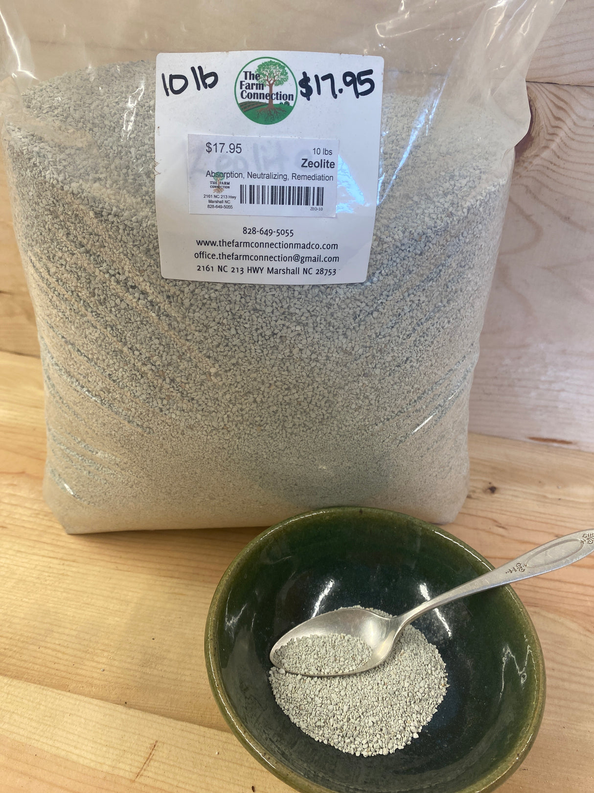 Zeolite mineral soil conditioner for nutrient retention, compost improvement, and soil structure enhancement in organic gardens