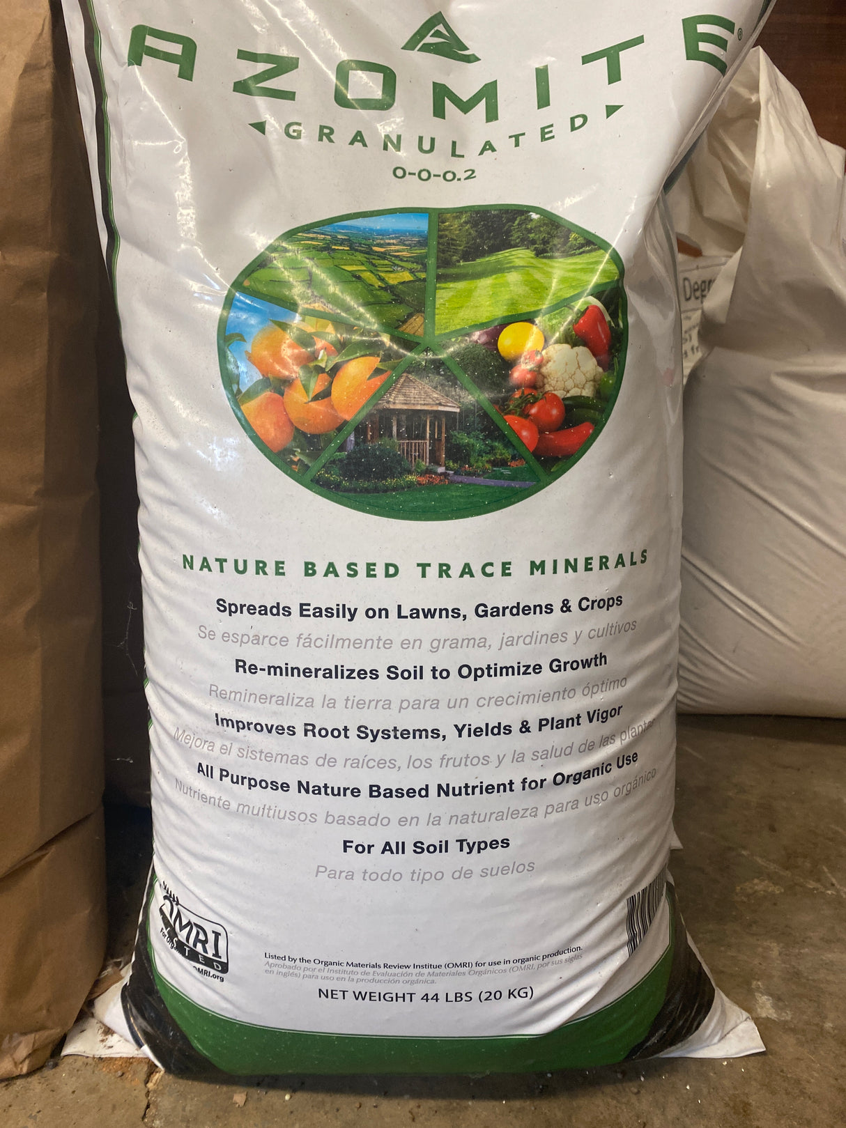 Azomite Granular trace mineral amendment for organic soil remineralization and plant nutrition