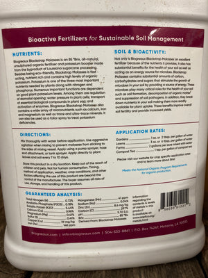 Blackstrap molasses for compost tea brewing, microbial feeding, and mineral-rich soil fertility in organic gardens