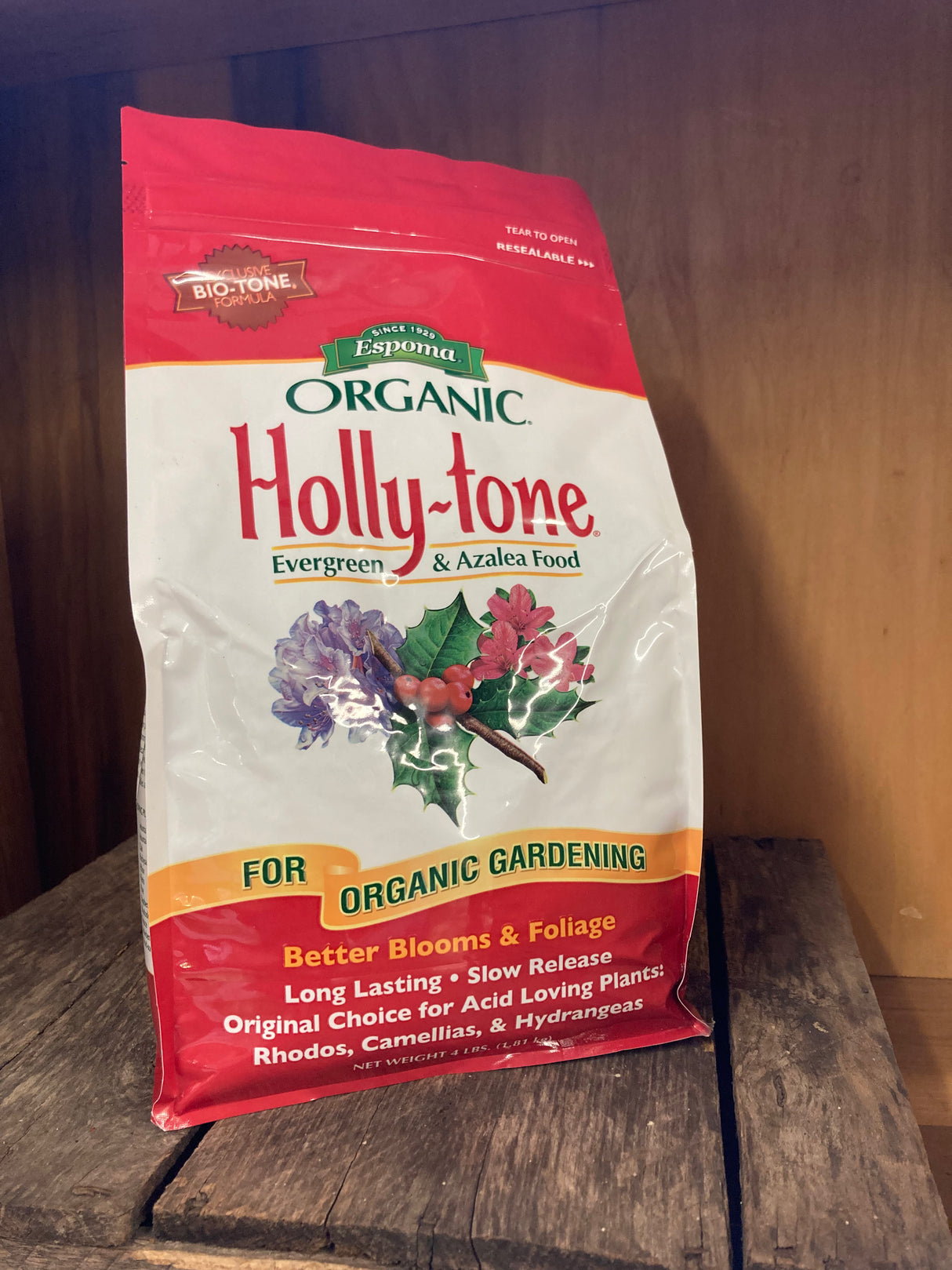Espoma Organic Holly-tone fertilizer for acid-loving plants like blueberries, azaleas, and evergreens