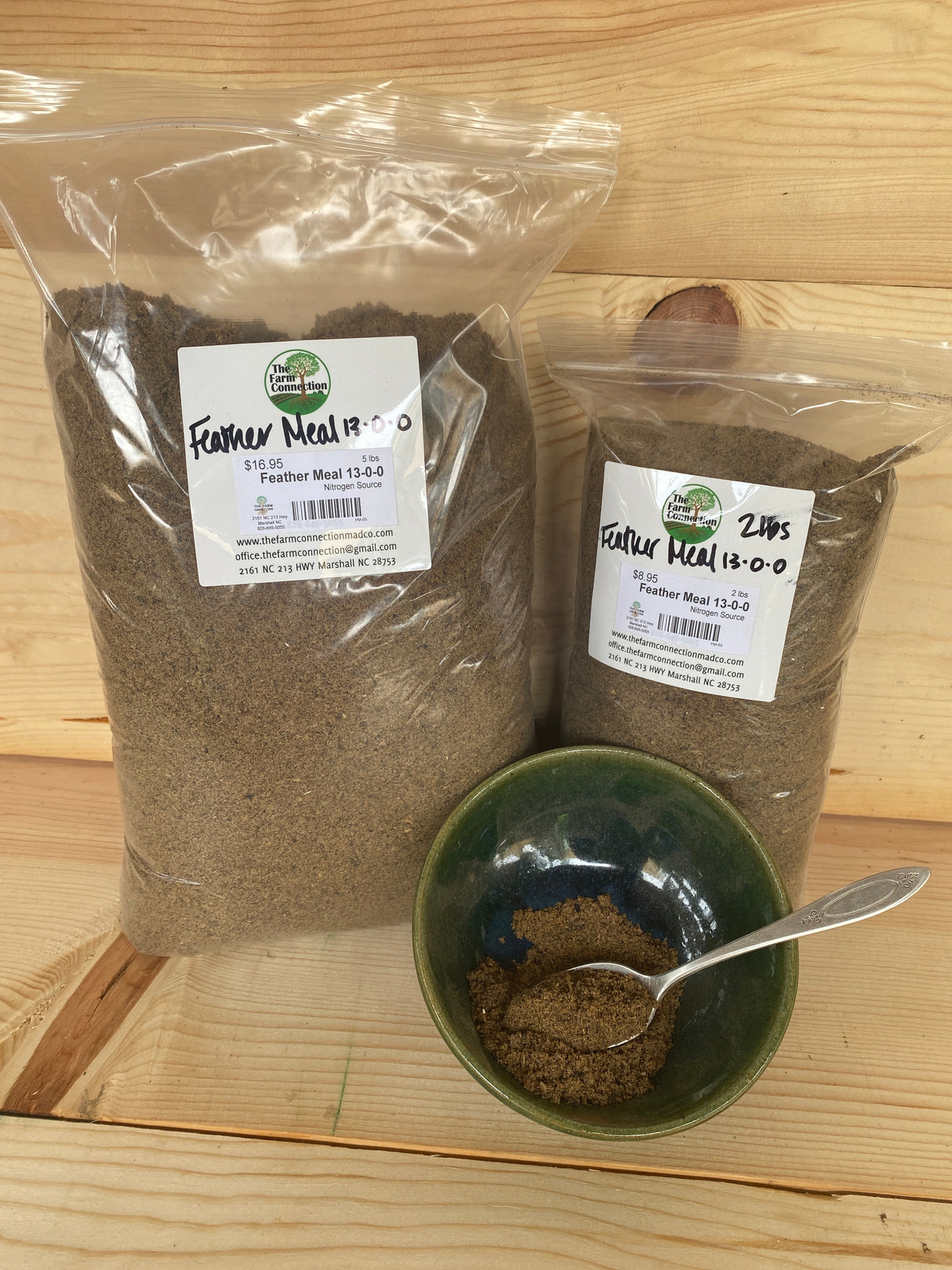 Feather Meal 13-0-0 organic nitrogen fertilizer for leafy greens, compost activation, and regenerative soil building