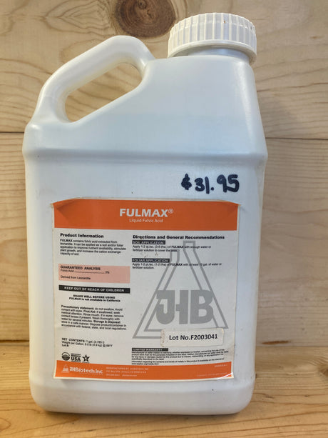 Fulmax fulvic acid concentrate for improving nutrient uptake, microbial activity, and soil health in organic growing systems