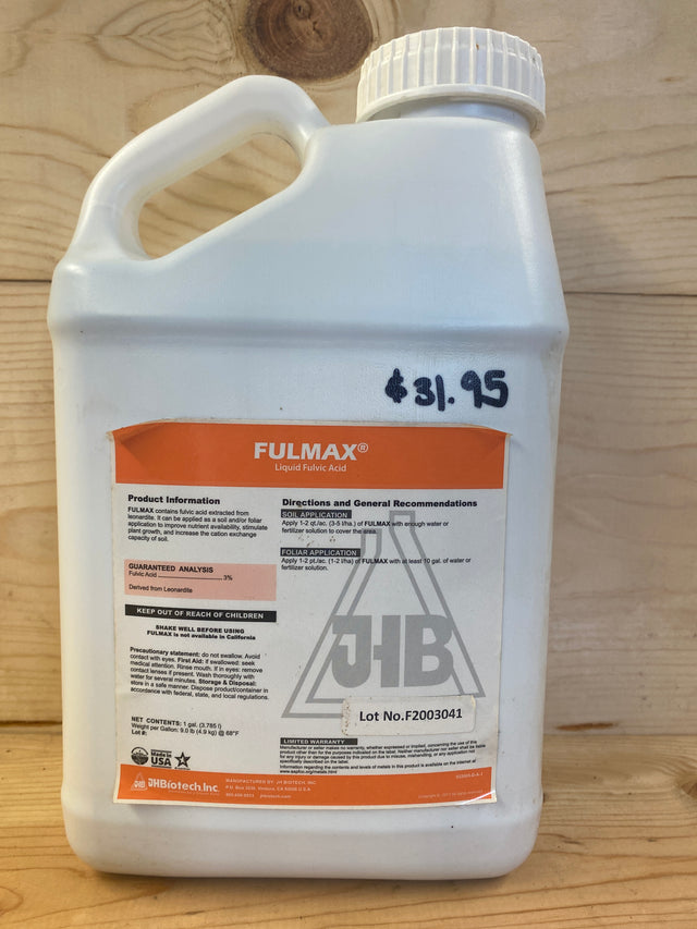Fulmax fulvic acid concentrate for improving nutrient uptake, microbial activity, and soil health in organic growing systems
