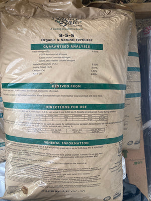 NatureSafe 8-5-5 OMRI-listed organic fertilizer for vegetables, herbs, and green growth in soil-building garden systems