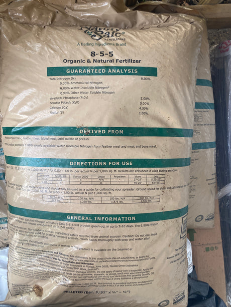 NatureSafe 8-5-5 OMRI-listed organic fertilizer for vegetables, herbs, and green growth in soil-building garden systems
