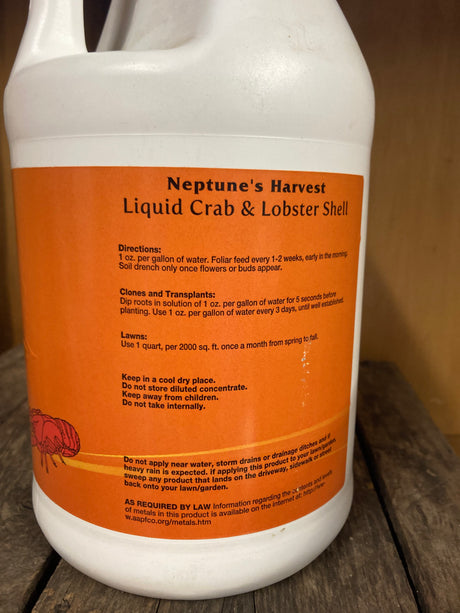 Neptune's Harvest Fish and Liquid Crab & Lobster Shell 2-0-2 organic fertilizer for plant growth, pest resistance, and soil health